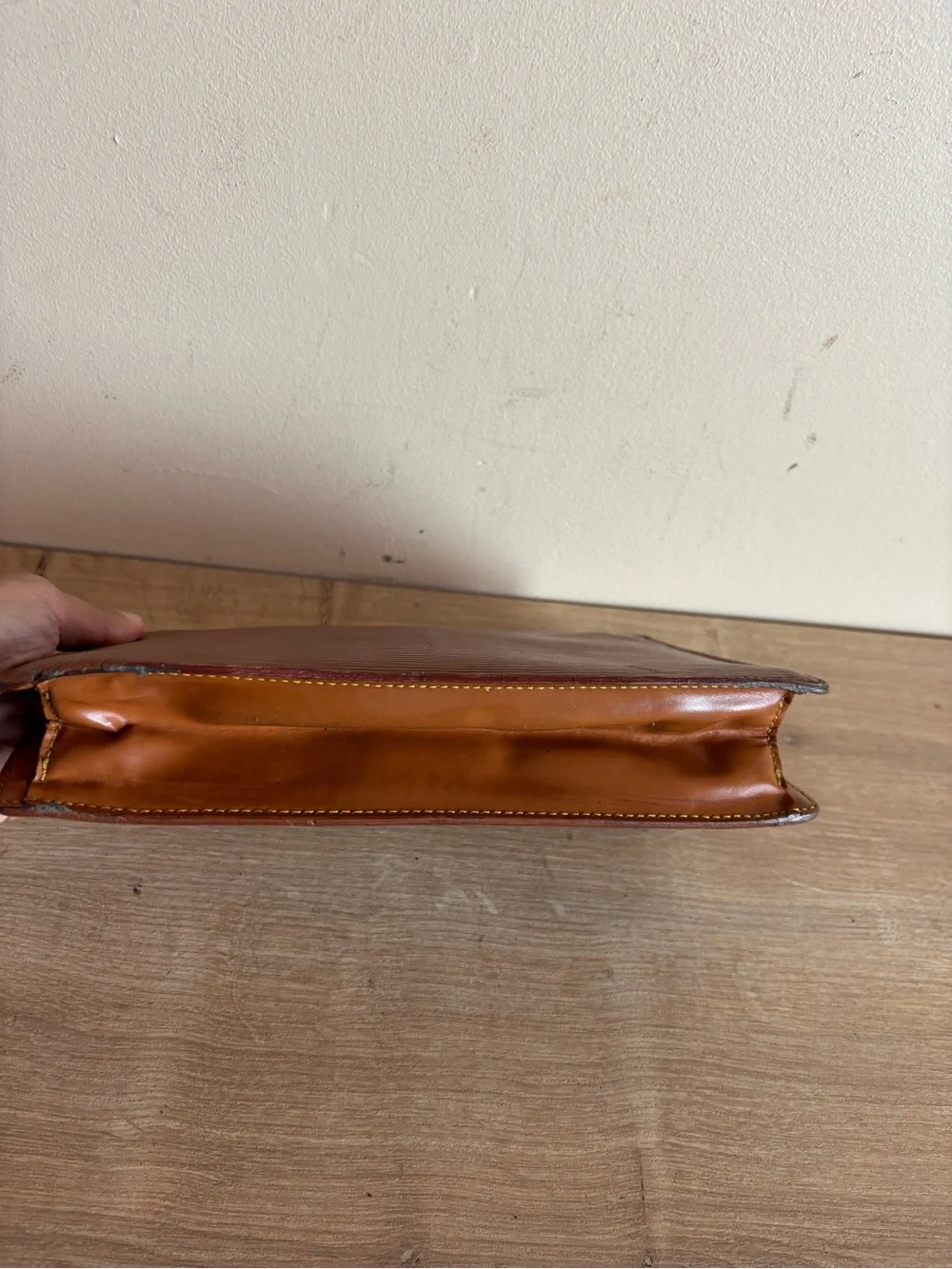 Louis Vuitton Tan Epi Leather Men's Pouch with Gold-Tone Lock